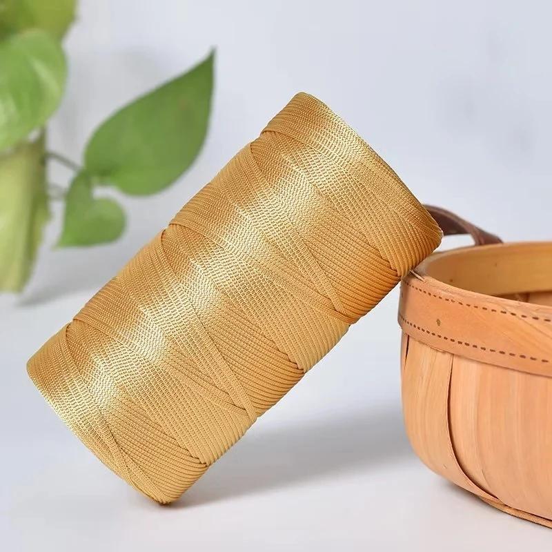 250g/Roll 2.5mm Ice Silk Thread Summer Crochet Yarn for DIY Knitting Bag Shoes Flat Hollow Yarn Hand-knitted Thread Supplies