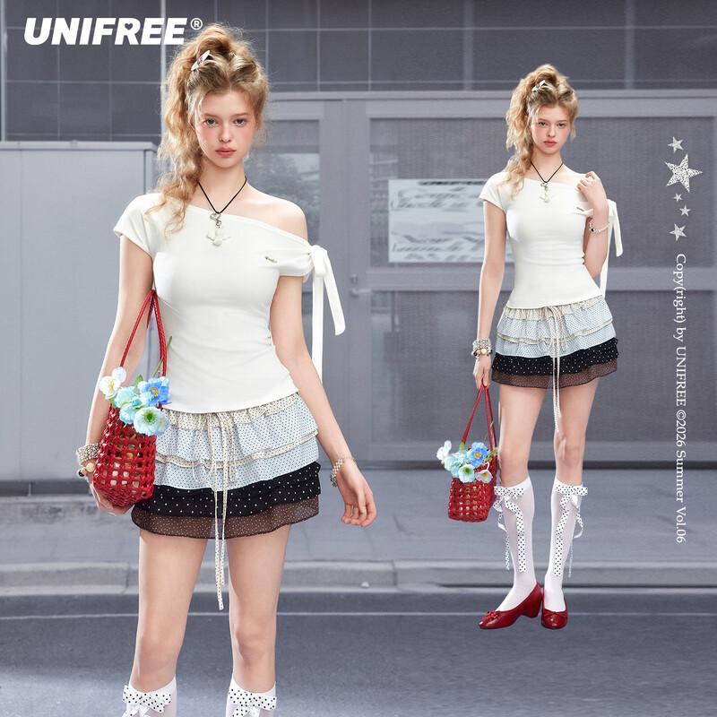 UNIFREE Women s Asymmetric Shoulder Strap T-Shirt One Size