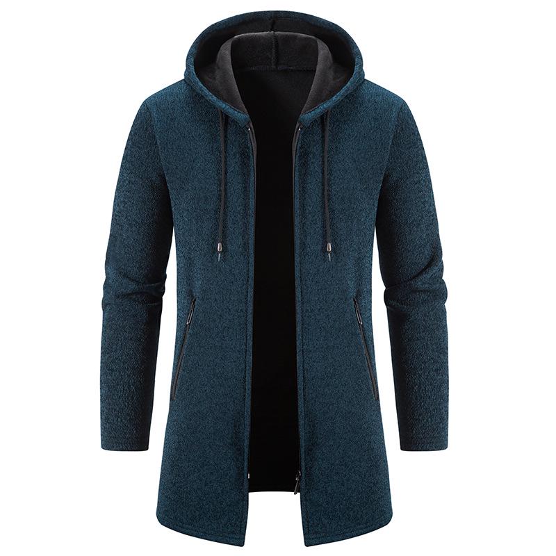 

Men s Plus Velvet Solid Color Chenille Cardigan Sweater - Autumn/Winter Trendy Knitwear M темно-синього кольору