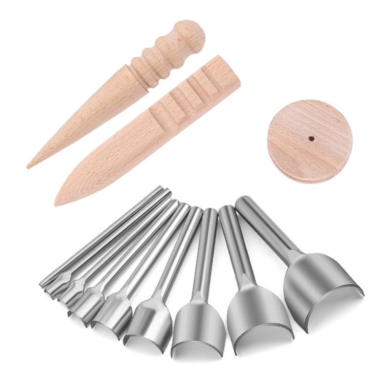 

12Pcs Half-Round Cutter Punching Tool Leather Edging Burnisher Leather Edging Slicker Tool for Leather Belt Wallet Bag 1