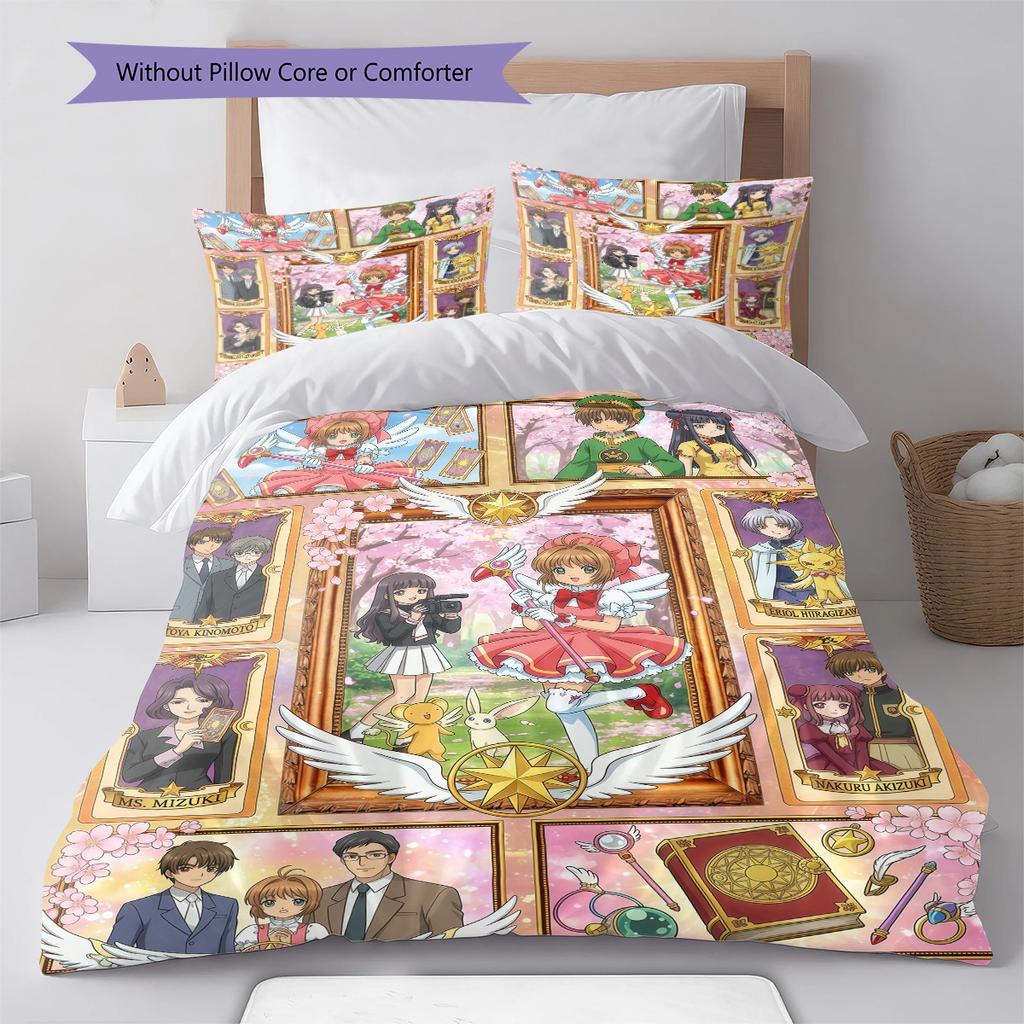 Cardcaptor Sakura Soft Duvet Cover Bedding Set with Pillowcase Quilt Cover for Bedroom Home Decoration -QJY