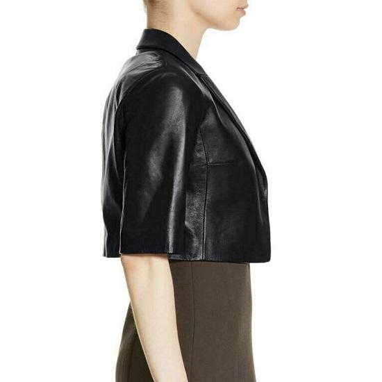 Noora Ladies & Women's Cropped Leather Blazer 100% Soft Sheepskin Slim Fit Fashion Stylish Blazer Celebrity Blazer Office Wear Blazer
