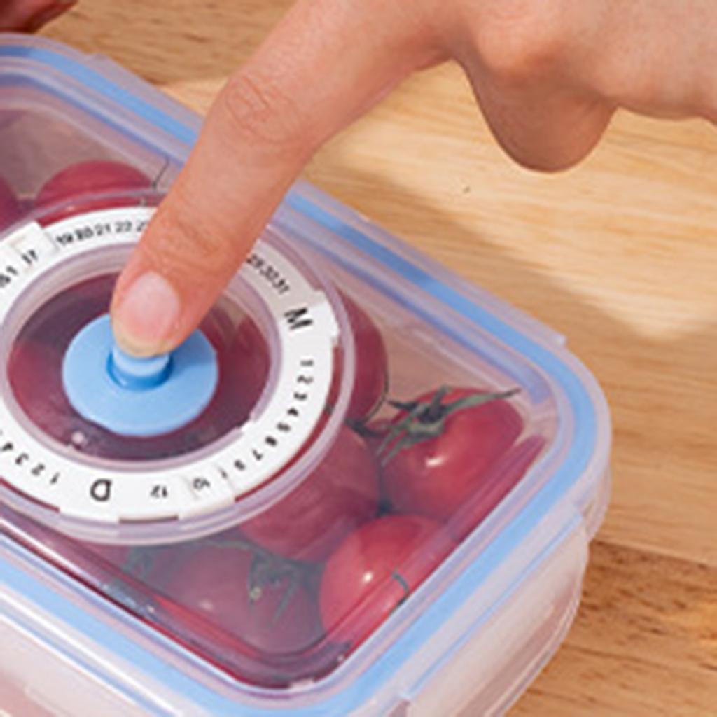 Vacuum Food Storage Box and Pump Fresh,With Date Dial Record Fridge Organizer Microwave Safe Fresh-Keeping Sealing Box
