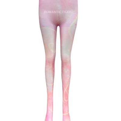 Romantic Tiger Playful Journey Tights (on Pink Marble)