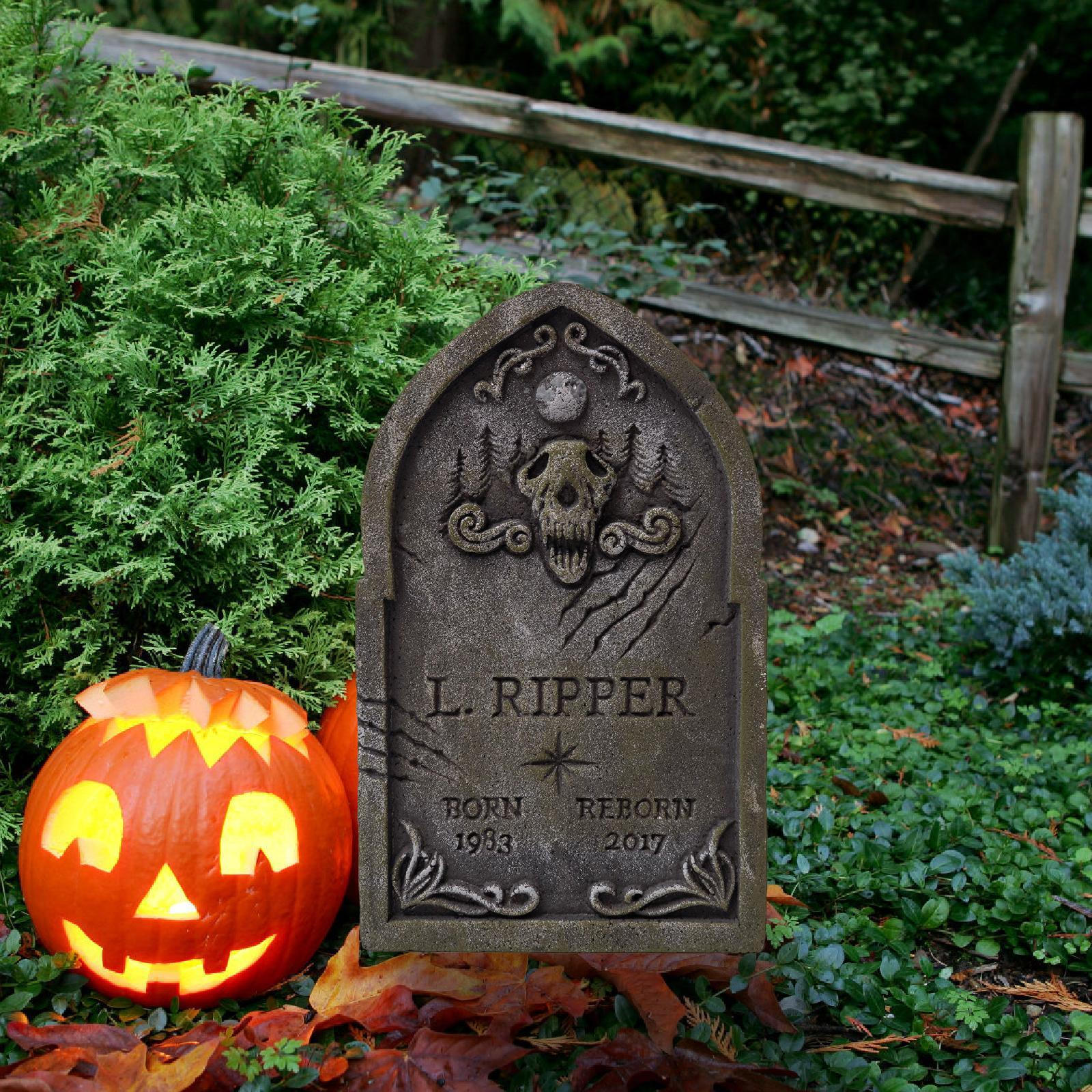 

Foam Halloween Tombstone Yard Sign Prop Decoration Horror Scene Decor with Stake Graveyard Headstone