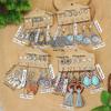 Ethnic Style Zinc Alloy Earrings With Turquoise Inlay Owl Shells Leaf Tassel Decoration Women Pendant Ear Gewelry Versatile