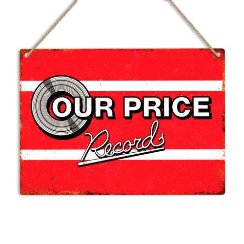 

OUR PRICE RECORDS Vintage Metal Tin Wall Sign Plaque Man Cave Shed Retro VinylAluminum 30x40cm(11.8x15.7inch)