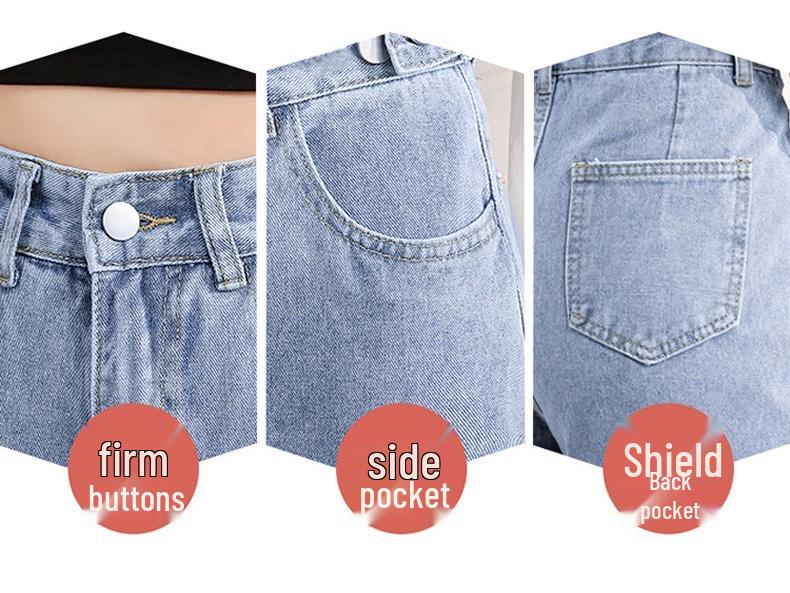 Women's High-Waist Adjustable Multi-Button Wide-Leg Jeans - Loose, Drapey, Slimming, Autumn Pants