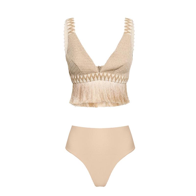 

2025 Женский высококлассный европейский и американский раздельный купальник-бикини Large дубильная кора