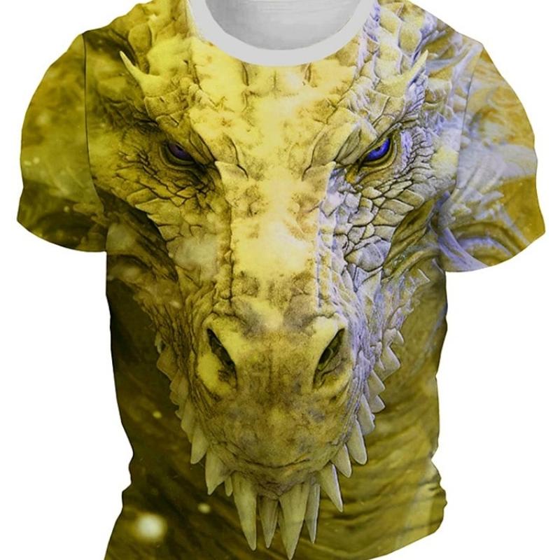 Men's T-shirt 3D dragon print summer daily casual men's street T-shirt short sleeved outdoor sports city fashion men's T-shirt