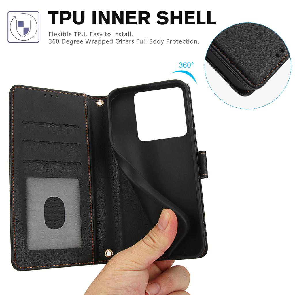 For Xiaomi 14T Case PU Leather Stand View Phone Wallet Cover with Shoulder Strap