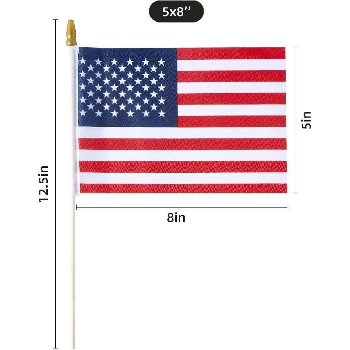 Small American 4x6 Inch Flags-50 Pack On Stick, Handheld American Flag/US Flag On Stick, for 4th of July Decorations, Patriotic Decorations, Party