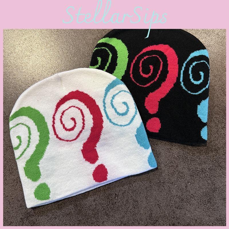 Question Fashion Colored Mark Pattern Neutral Casual Warm Knitted Hat For Autumn