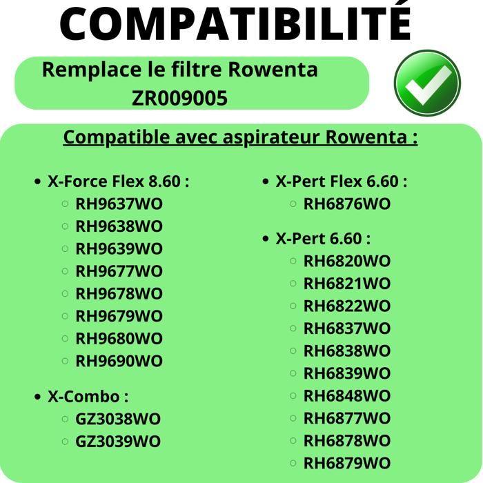 Filtre - Rowenta - ZR009005 - Lot de 4 - Compatible avec X-Force Flex et X-Pert - Aspirateur