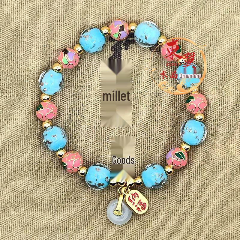 Jingmei Thai Blue Luminous Gold Sand Glazed Bead Bracelet