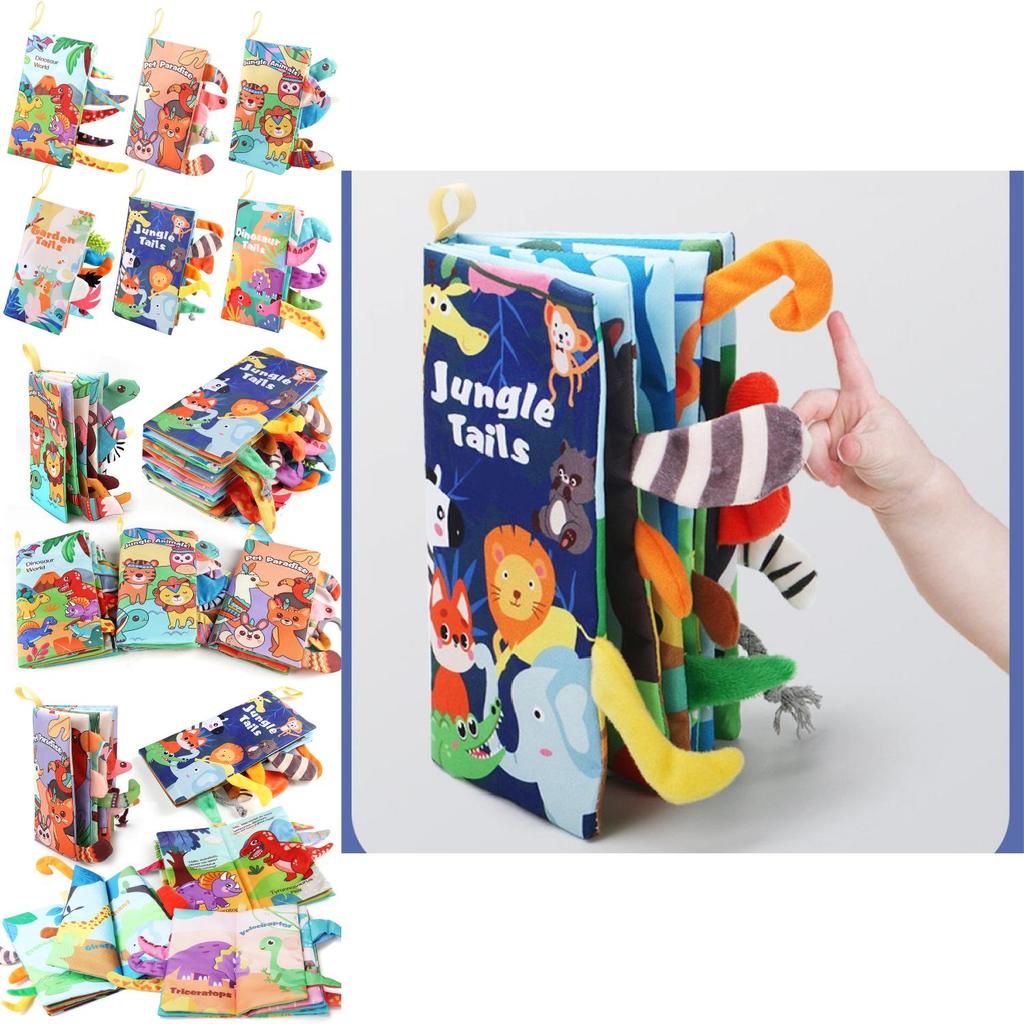 Durable Baby Animal Tail Fabric Book With Interactive Sound Elements For Visual Stimulation