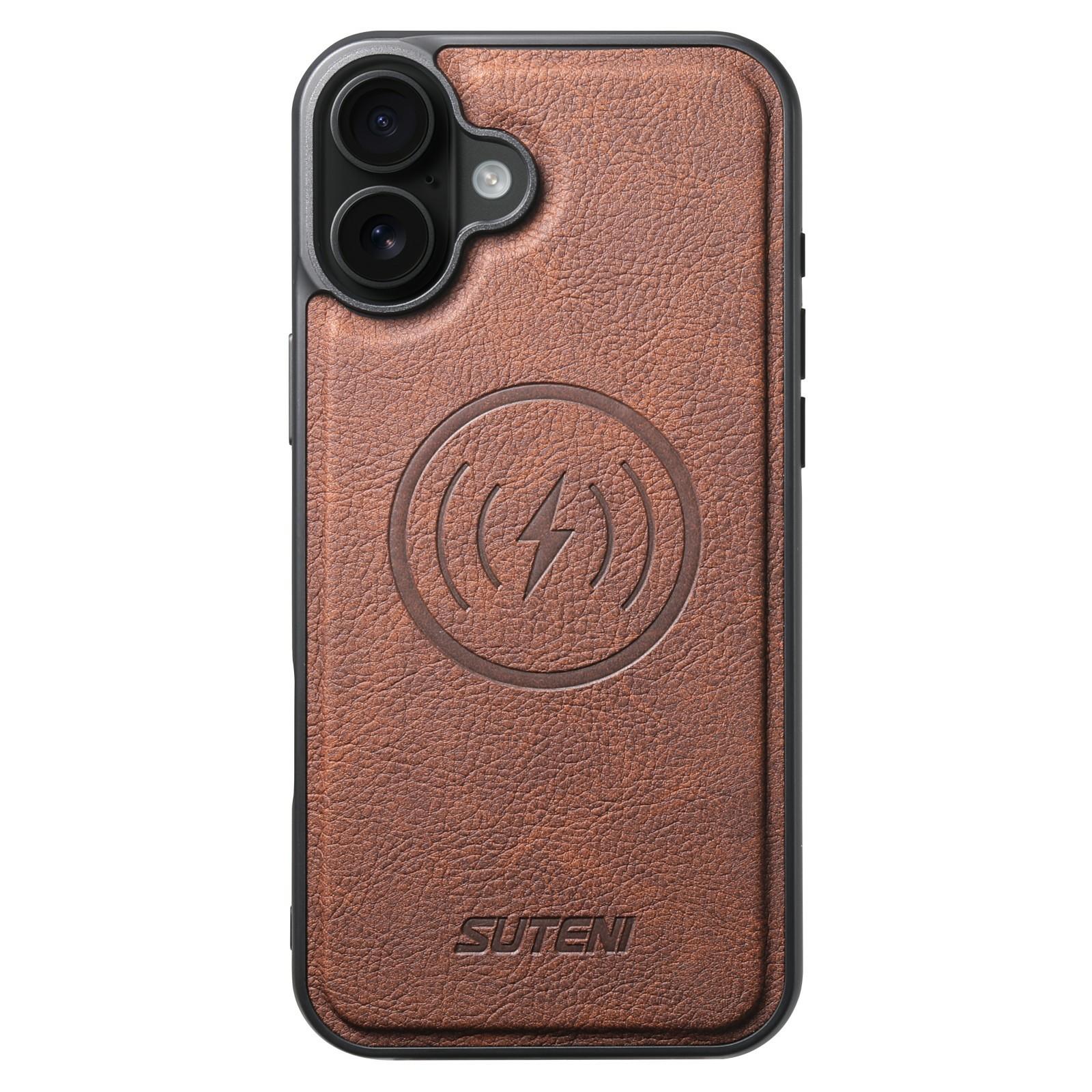 

SUTENI G5 For iPhone 17 Case Compatible with MagSafe Litchi Texture Leather Back Cover Brown