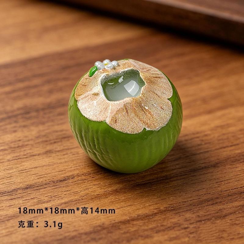 Mini Resin 3D Simulated Coconut Juice Decor 6Pcs Green Brown Accessories for DIY Handmade Gift Jewelry Making Craft
