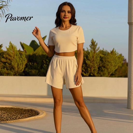 Women Pajamas Set Women's 2 Piece Pajama Sets, Soft Short Sleeve Top Sexy And Shorts Sleepwear, Summer Crew Neck Pjs Lounge Two-piece