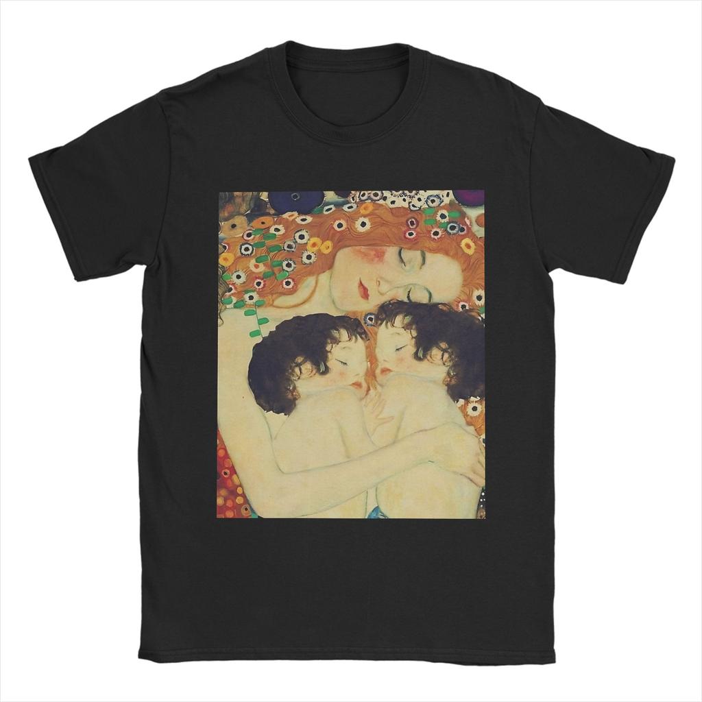 Timeless Maternal Bond-Inspired by Gustav Klimt Mother And Child T-Shirt Men Graphic Printed Tops