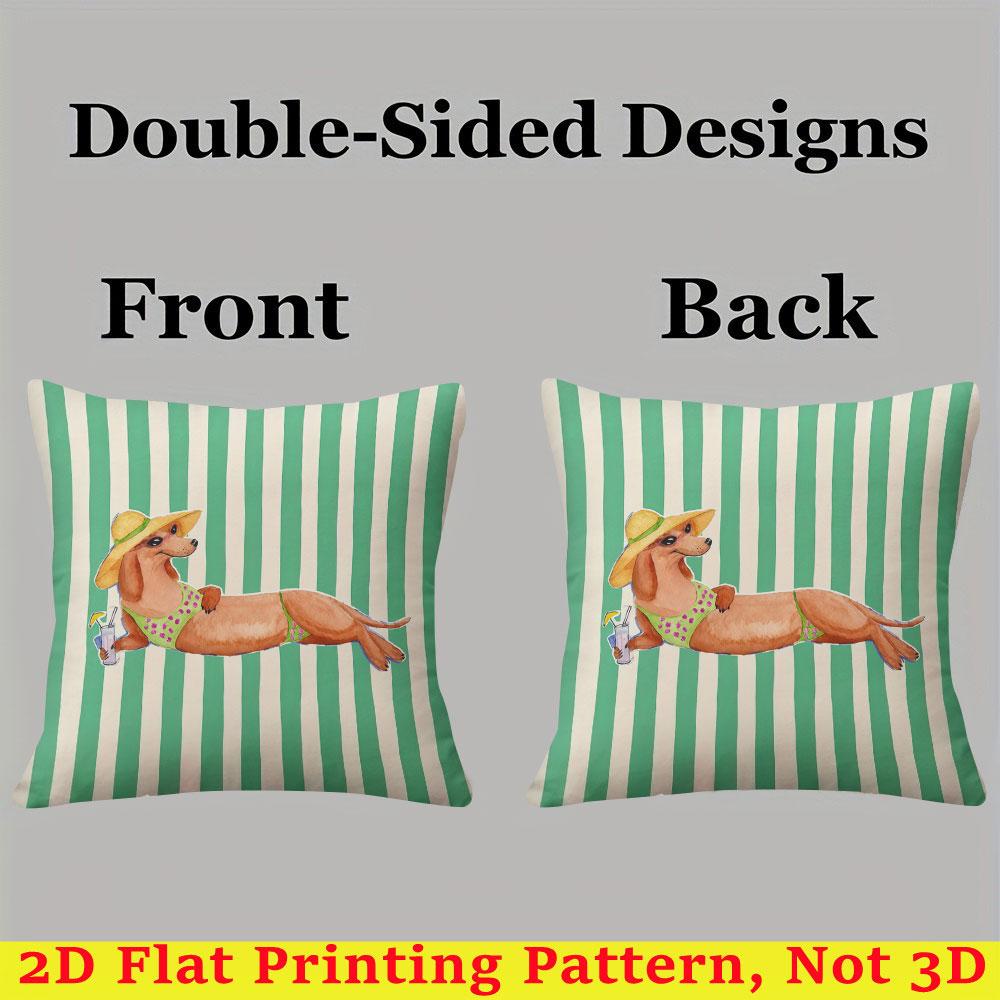 Vacation Dachshund Print square Jacquard Pillow Cover for Sofa Office Waist Cushion Cover Home Decorative Pillowcase