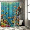 Cena Subaquática Colorida Artística Moderna Cortina de Chuveiro Impermeável Para Decoração de Banheiro Estilosa, Fácil Instalação