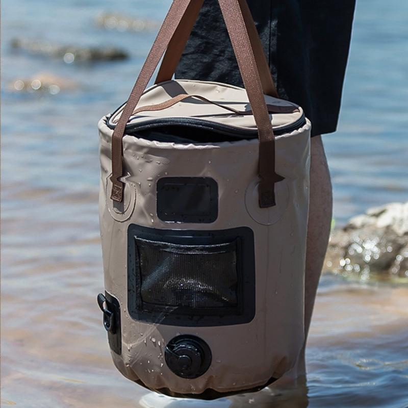 Tragbarer faltbarer Fischereieimer 25L Fassungsvermögen Handeimer Outdoor-Reise Wasseraufbewahrungsbeutel für Outdoor-Aktivitäten