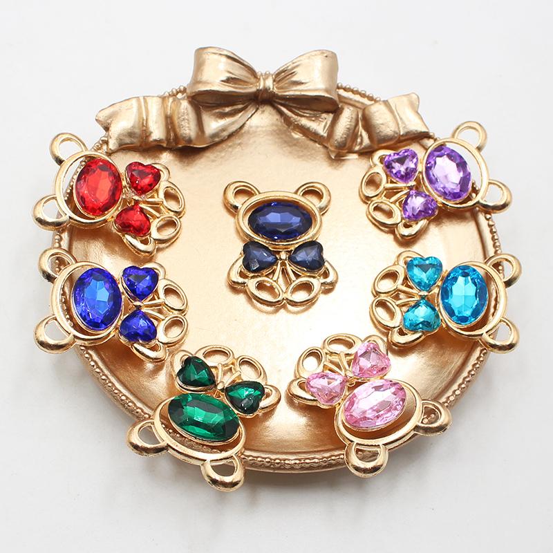 10pcs25 * 30MM Fashionable And Cute Alloy Teddy Bear DIY Accessories Hair Accessories Cartoon Phone Case Hole Shoe Accessories
