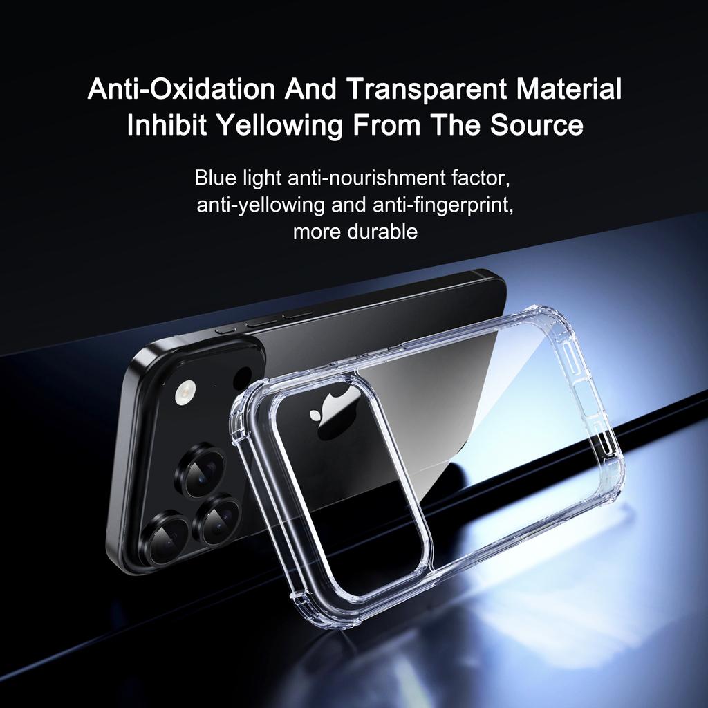 IPAKY Pour iPhone 17 Pro Max Étui Quatre Coins Antichoc Transparent Coque Arrière de Téléphone