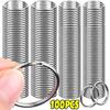 100/20Pcs DIY Polished Silver Keyring Stainless Steel Hole Round Key Ring Chain Rhodium Plated Round Split Keychain Wholesale