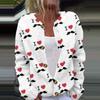 Women's Fashion Printed Valentine's Day Long Sleeved Knitted Cardigan Button Down Jacket