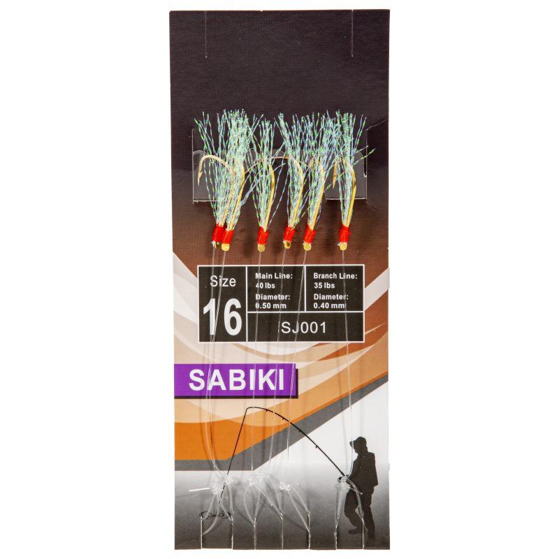In-Stock Hand-Tied Sabiki Rigs: 6-Barbed Rainbow Silk Golden Hook Lures