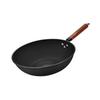 Debo 32cm Iron Wok & Frying Pan with Wooden Handle and Glass Lid