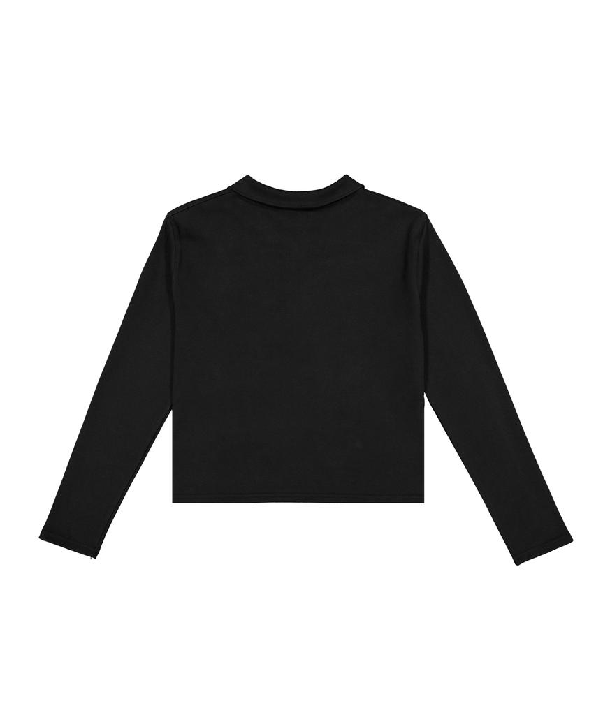 LANARCHIVE [0169] Wild Horse Pique Long Sleeve T-Shirt - Black