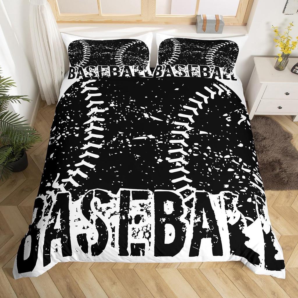 Young Boys Basebal Soft Duvet Cover Tens Sports Theme Beding Set Microfiber 3D Basebal Bat Gloves Warm Comforter Cover Twin King Quen Sized Dimensions