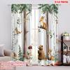 2D Flat Printing 2pcs Window Curtains Cute Forest Animals Versatile 100% Polyester,Without Electricity Family Party Decoration