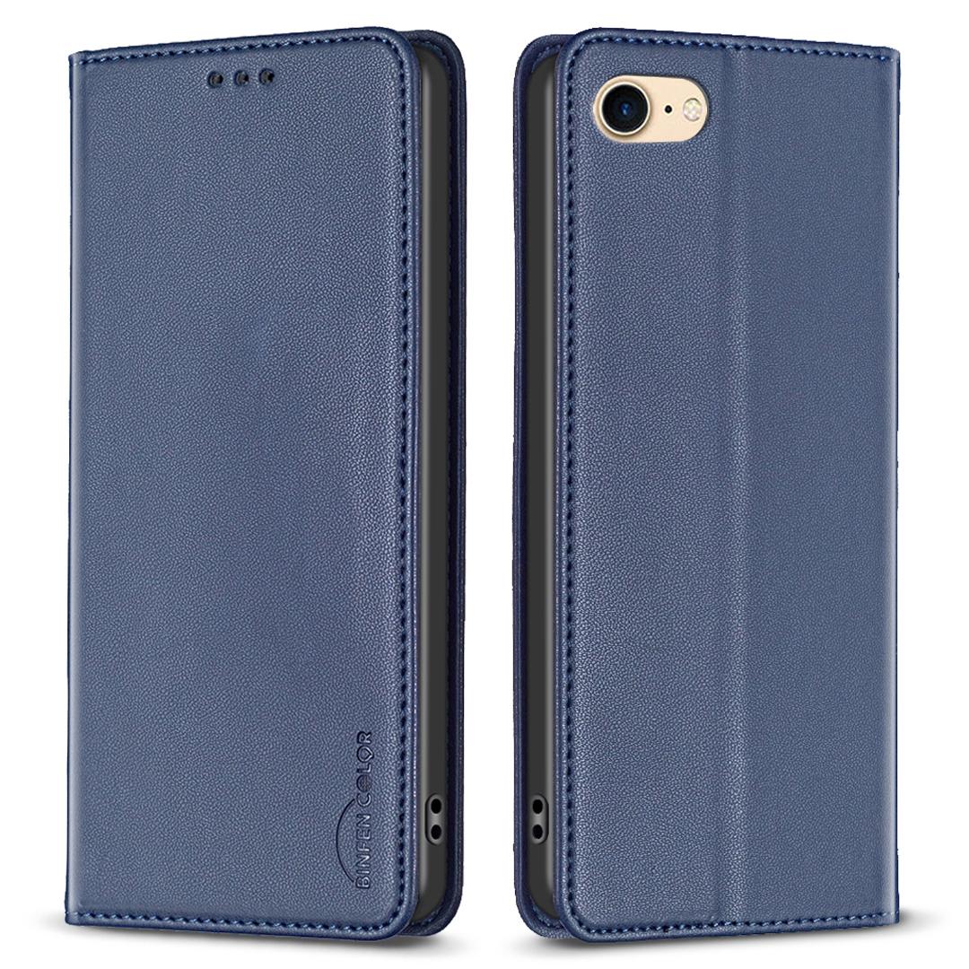 

BINFEN COLOR BF18 For iPhone 6/7/8/6s PU Leather Card Slot Phone Case Stand Magnetic Phone Cover Blue