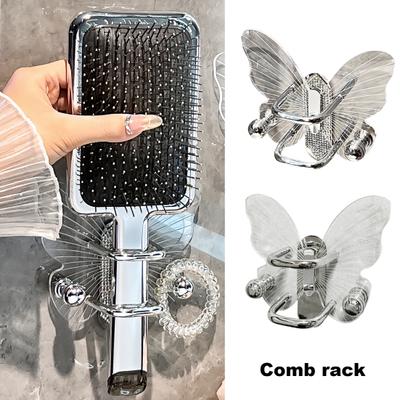 Comb Storage Shelf Self-Adhesive Bathroom Storage Rack Butterfly Shape Acrylic Storage Holder