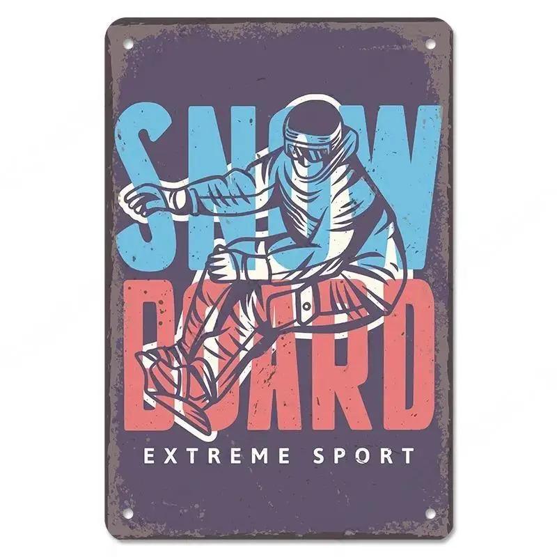 Alpine Skiing Posters Metal Tin Signs Plate Decor Retro Mountain Extreme Sports Snowboards Ski Home Wall Decor Room Decoration