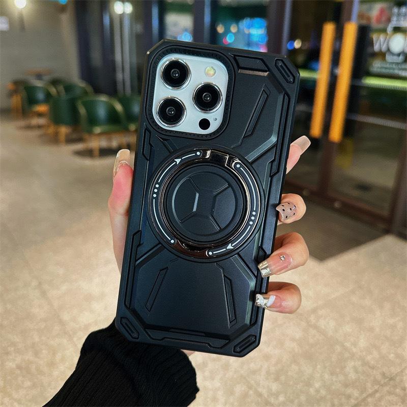

Подходит для iPhone 16 Вращающийся кронштейн Магнитная присоска Чехол для телефона 15Pro Armor 14/13 Защитный чехол Apple 12 Apple 16Plus чёрный
