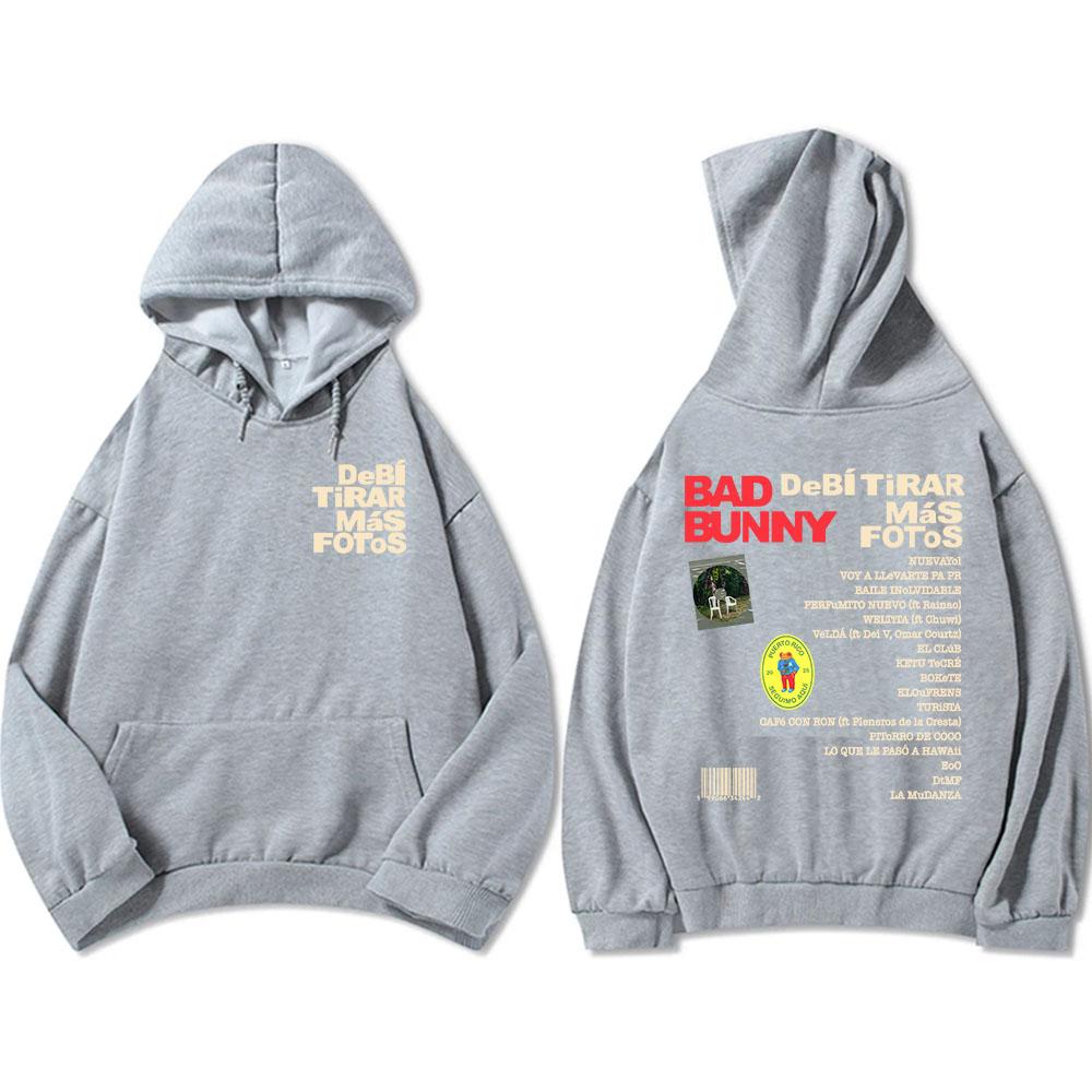 Unisex Streetwear Bad Bunny DTMF Hoodies 2025 New Album Debí Tirar Más Fotos Printing Sweatshirts Winter Comfortable Male Hoodie