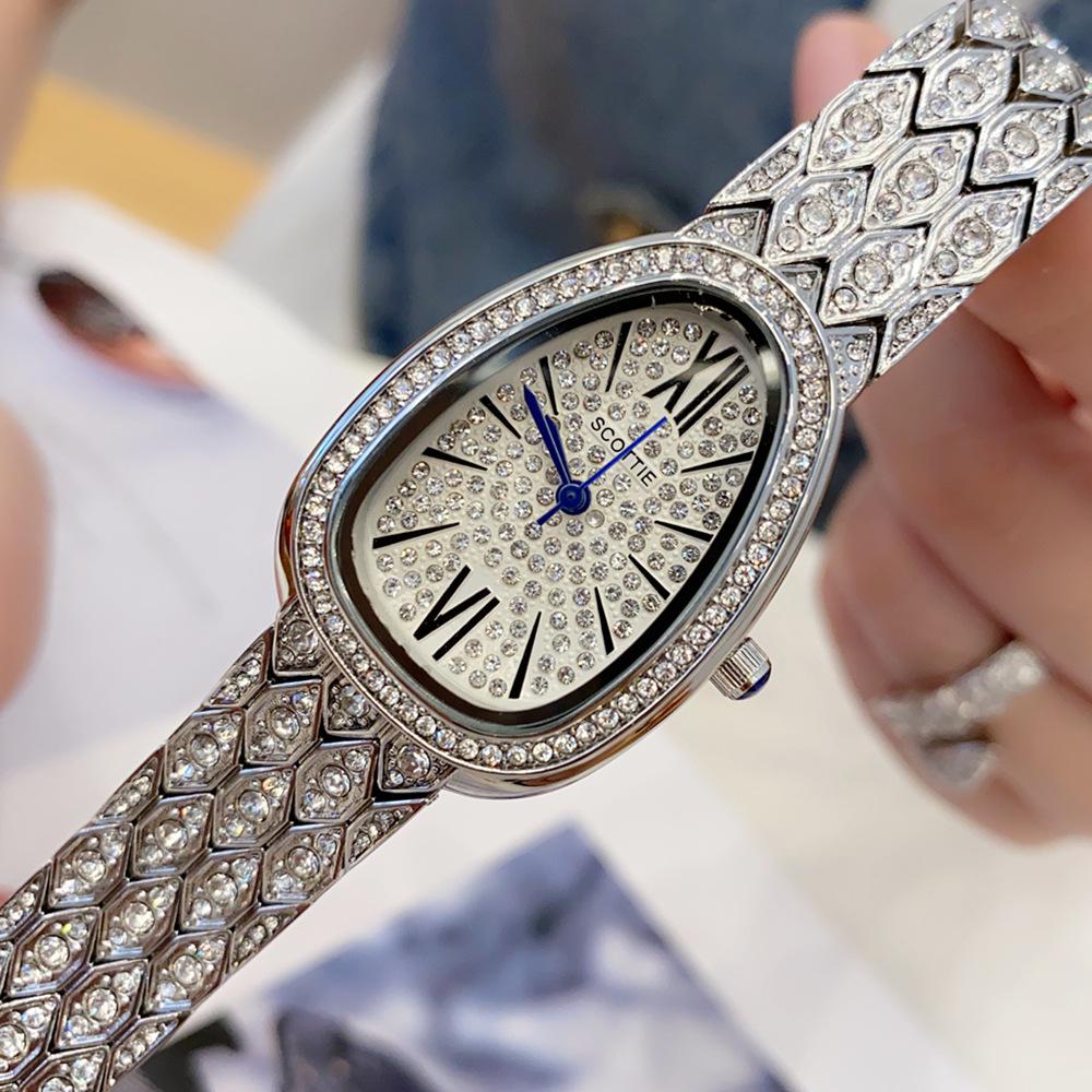 Schlangen Uhr Schlangenkopf Damen Uhr Zigeuner Stern Mit Diamanten Und Stahlarmband Lieferung Exquisite High-End Wasserdichte Damen Uhr