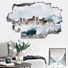 Snow Land Wolf Howls Vinyl Wall Hole Art Stickers For Home Decoration Aesthetic Rooms Star Sky Animal Wallpaper Multiple Styles