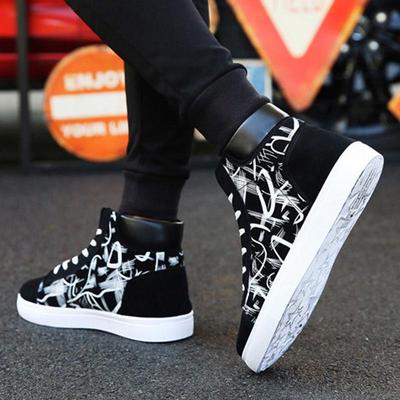 Mode High Top Sneakers Männer Tuch Schuhe Atmungs Kühlen Straße Männliche Schuhe Marke Turnschuhe Schwarz Rot Blau