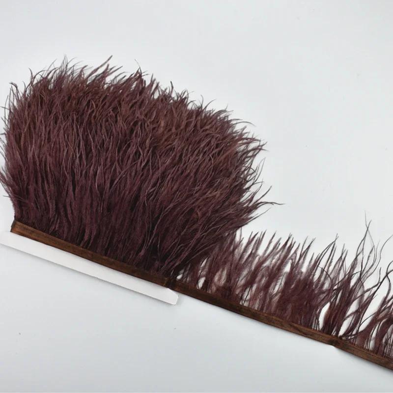 1M 5M 10Meter 8-10Cm Black Ostrich Feather  Trims Natural White Ostrich Feather For Craft Ribbon Fringe For Skirt Party Clothing