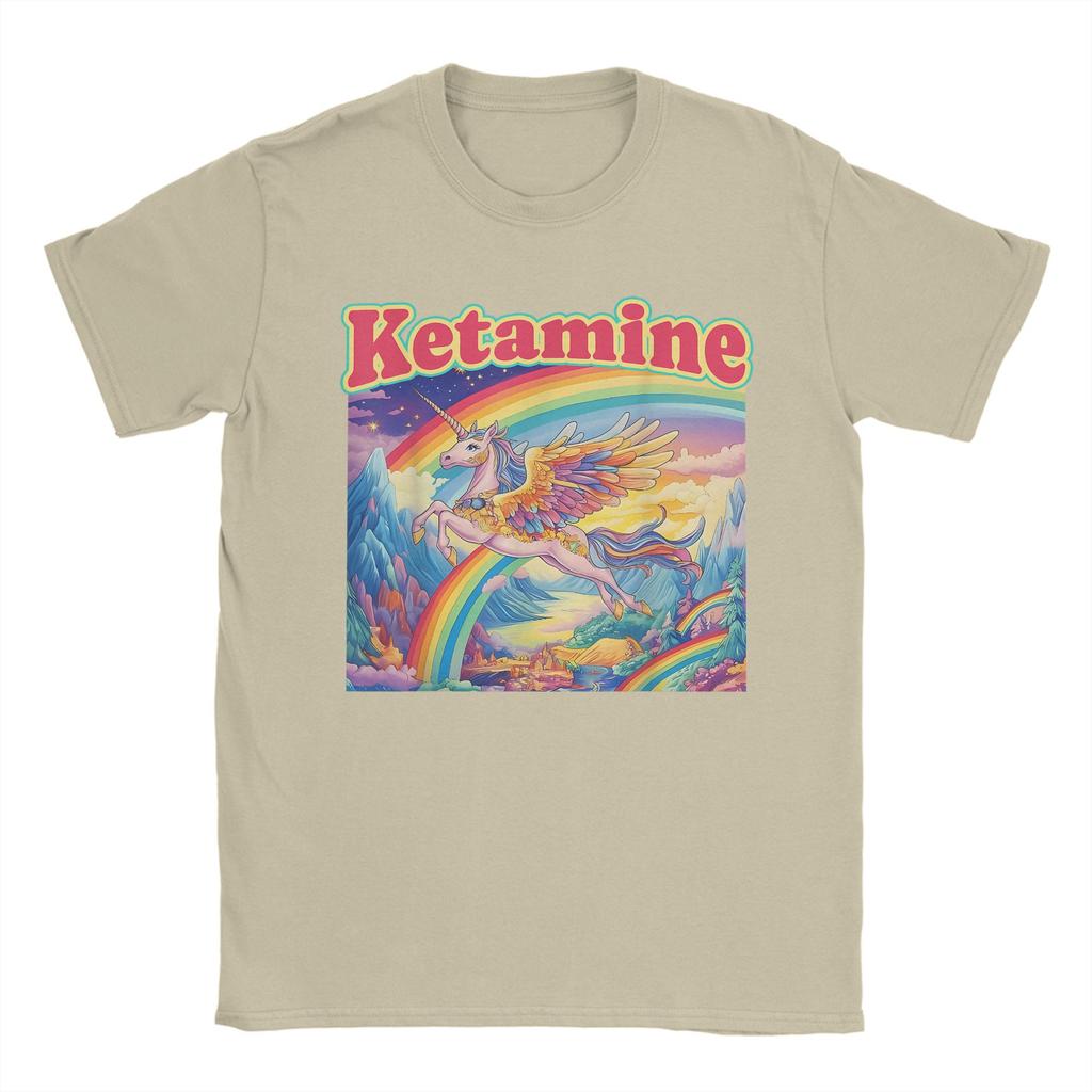 Funny Ketamine Horse Unicorn Emergency Rainbow 100 Cotton T Shirt For Men Summer TShirts Breathable Tee Shirt Oversize Clothing