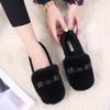 Mode 2025 Winter Plüsch Fell Ballerinas Schuhe Frau Kaninchenhaar Schleife Mokassins Warme Wolle Slipper Femme Büro Kleiderschuhe Damen Fellstiefel