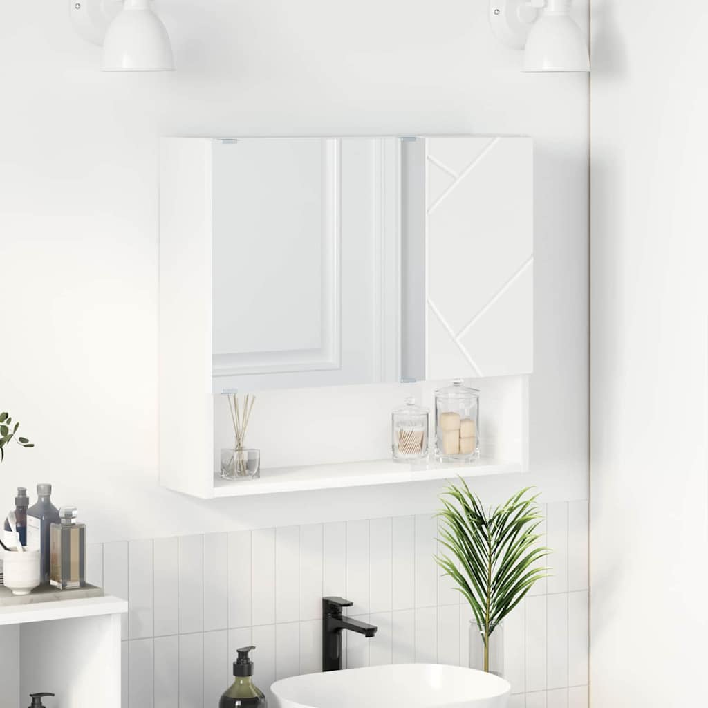 Wall Mounted Mirror Cabinet White 59 X 17 X 55 Cm Particleboard