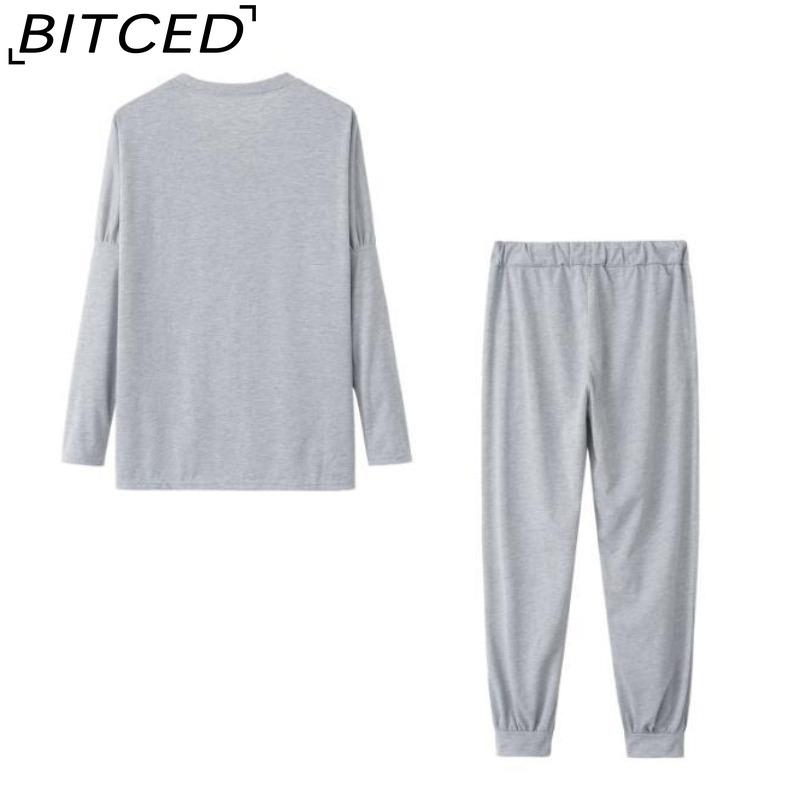 BITCED Spring and Autumn Women's Loose Solid Colour Long Sleeve Long Pants Casual Suit