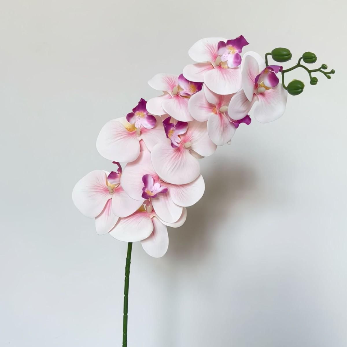 

Композиция из 9 головок искусственных цветов фаленопсиса в роскошной вазе для домашнего декора